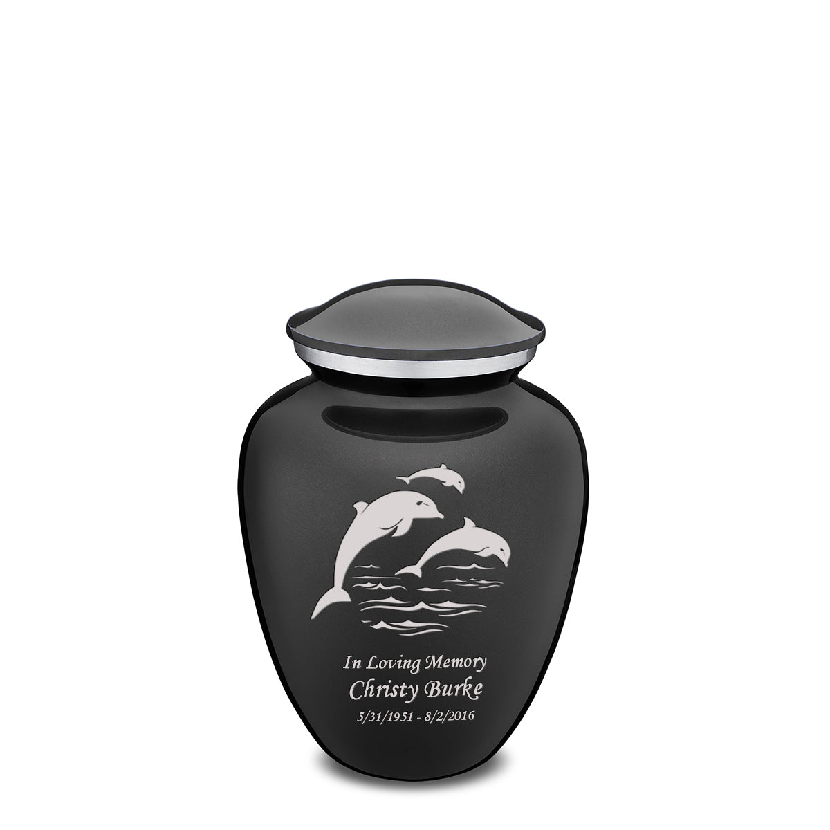 Medium Embrace Charcoal Dolphins Cremation Urn