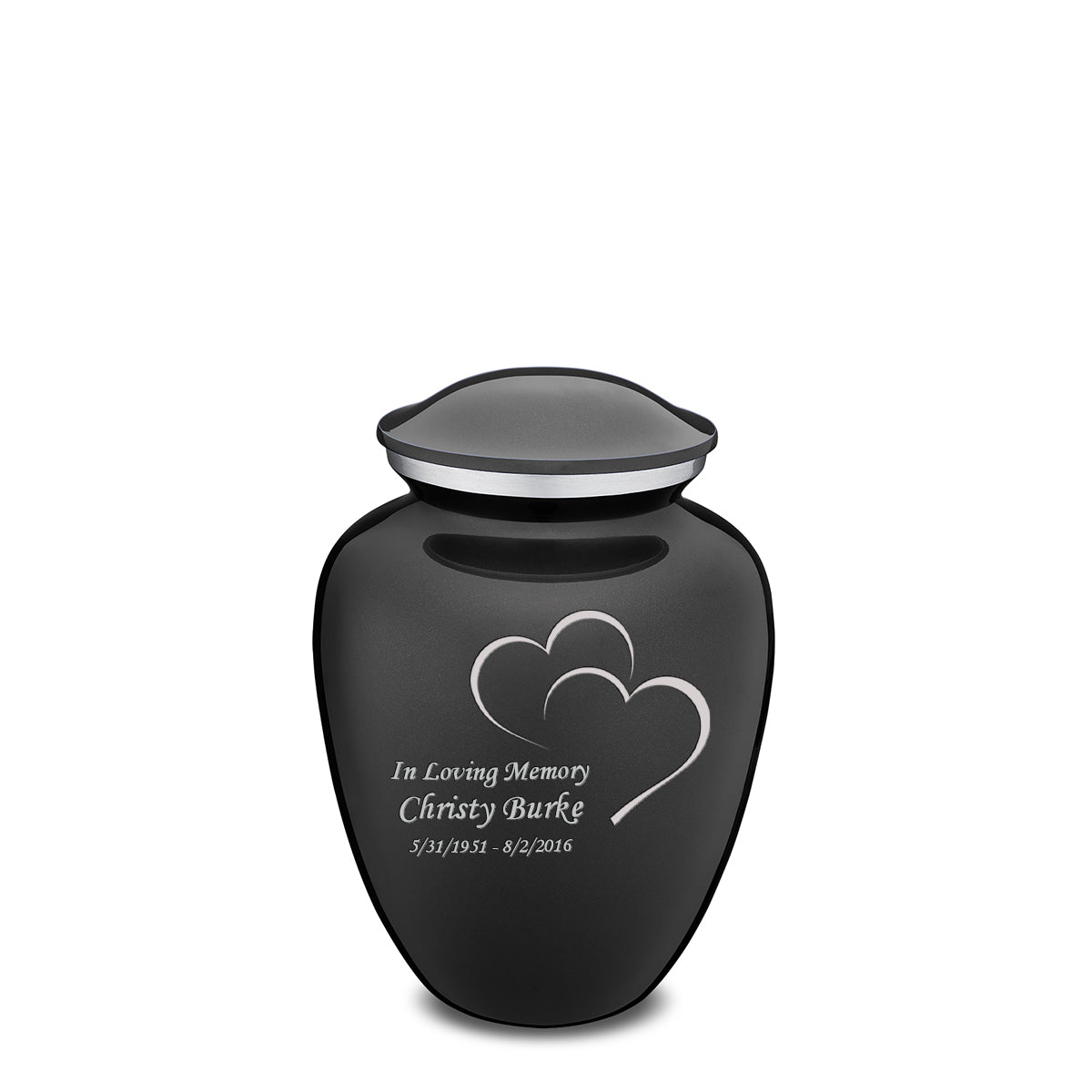 Medium Embrace Charcoal Hearts Cremation Urn