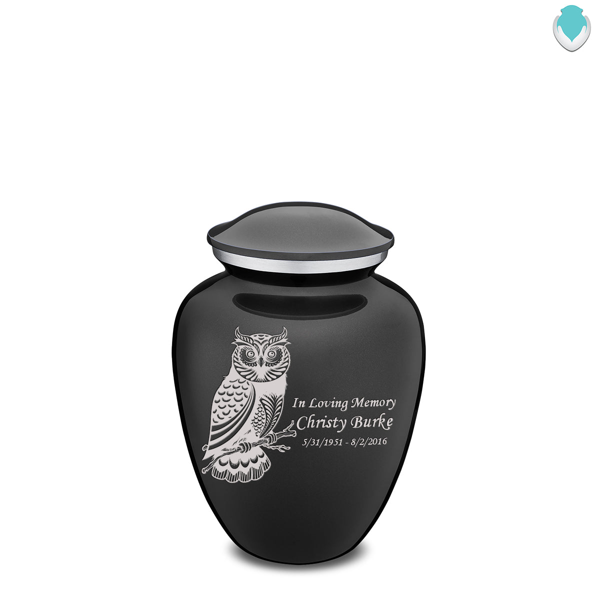 Medium Embrace Charcoal Owl Cremation Urn