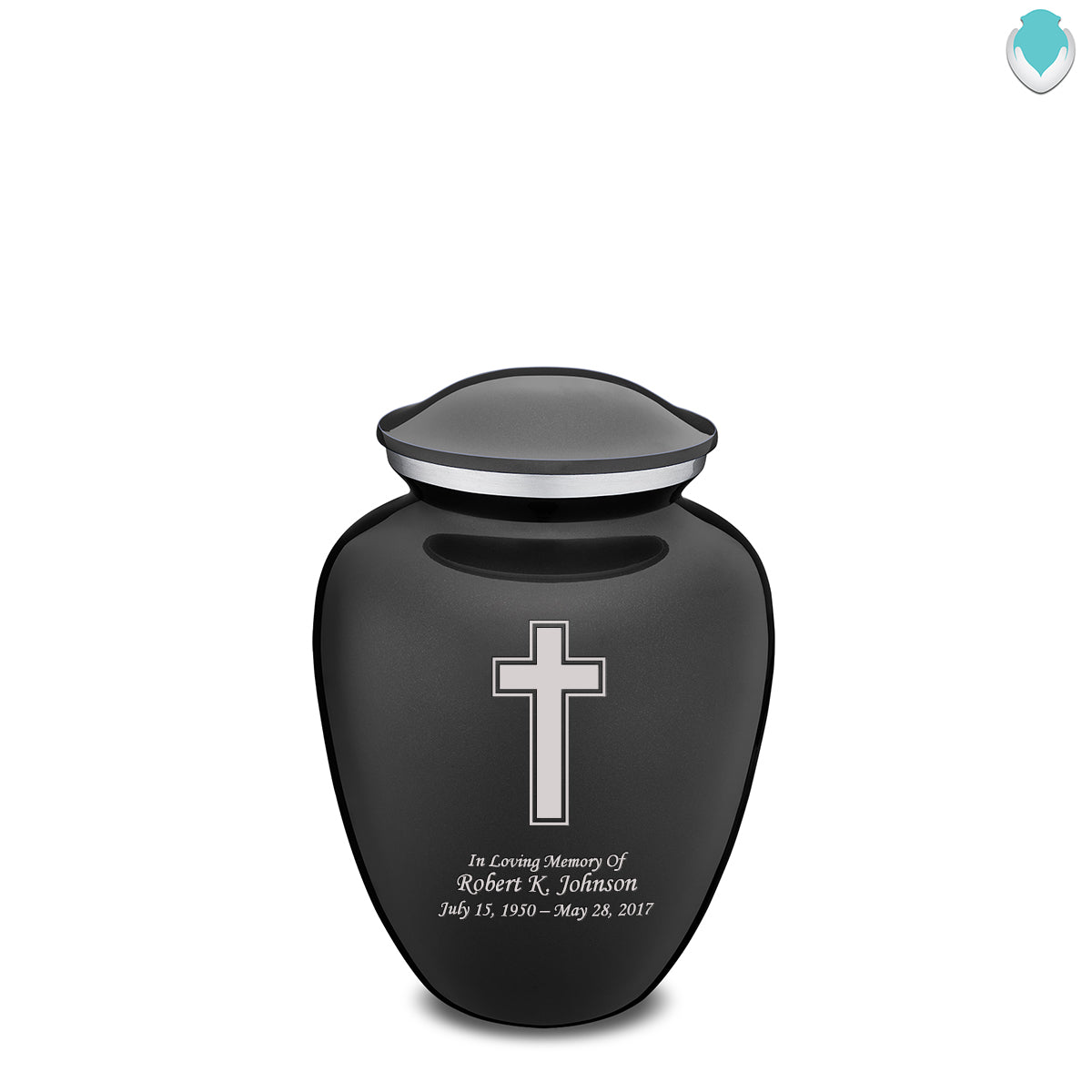 Medium Embrace Charcoal Simple Cross Cremation Urn