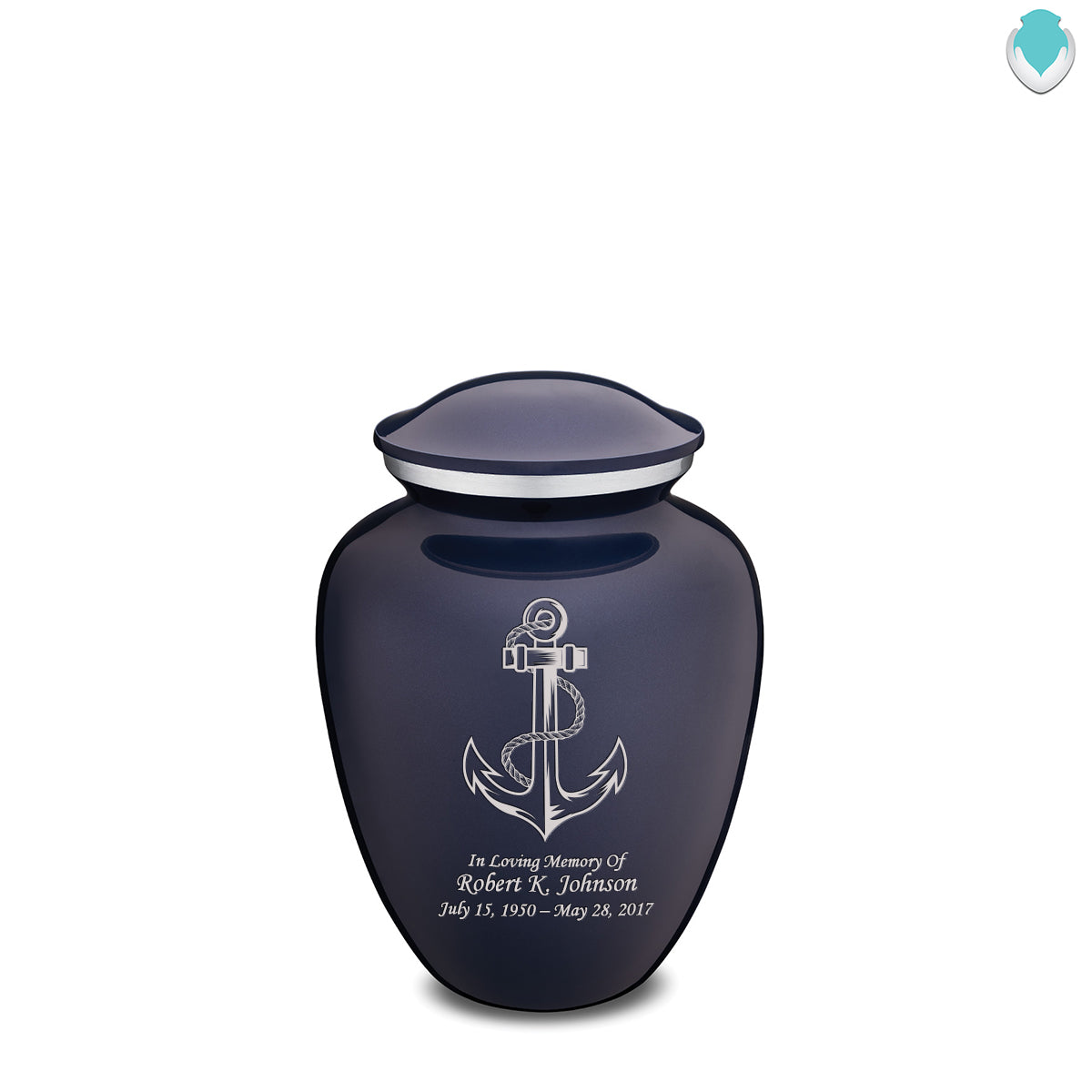 Medium Embrace Cobalt Blue Anchor Cremation Urn