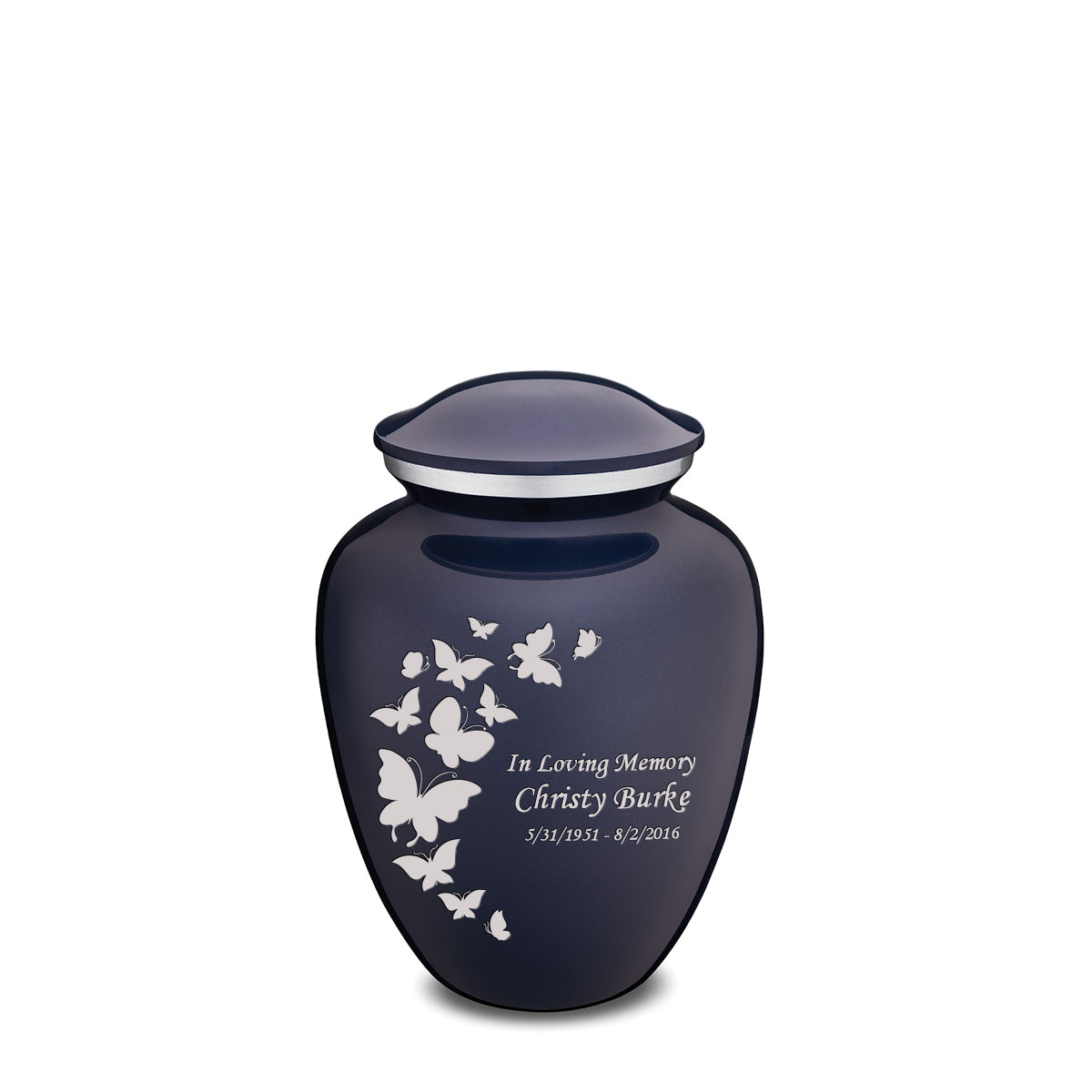 Medium Embrace Cobalt Blue Butterfly Cremation Urn