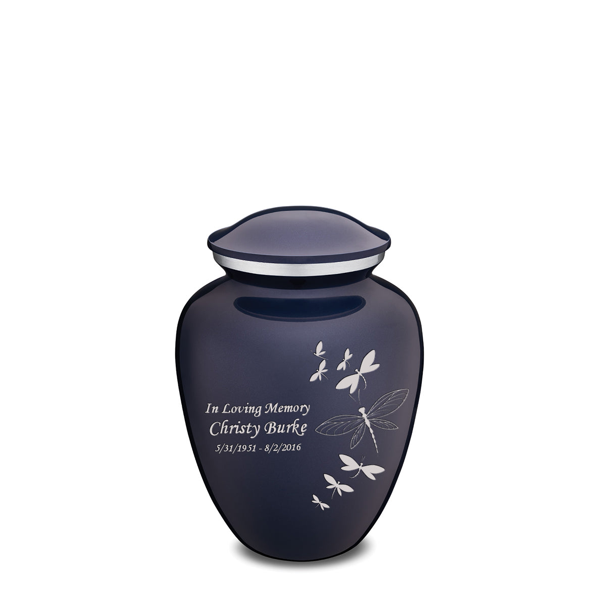 Medium Embrace Cobalt Blue Dragonflies Cremation Urn