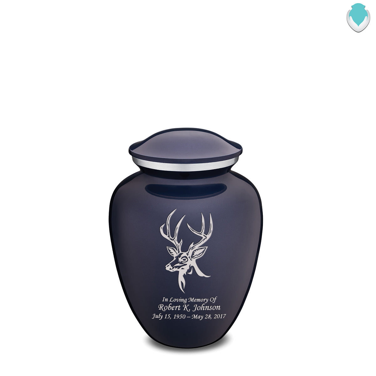 Medium Embrace Cobalt Blue Deer Cremation Urn