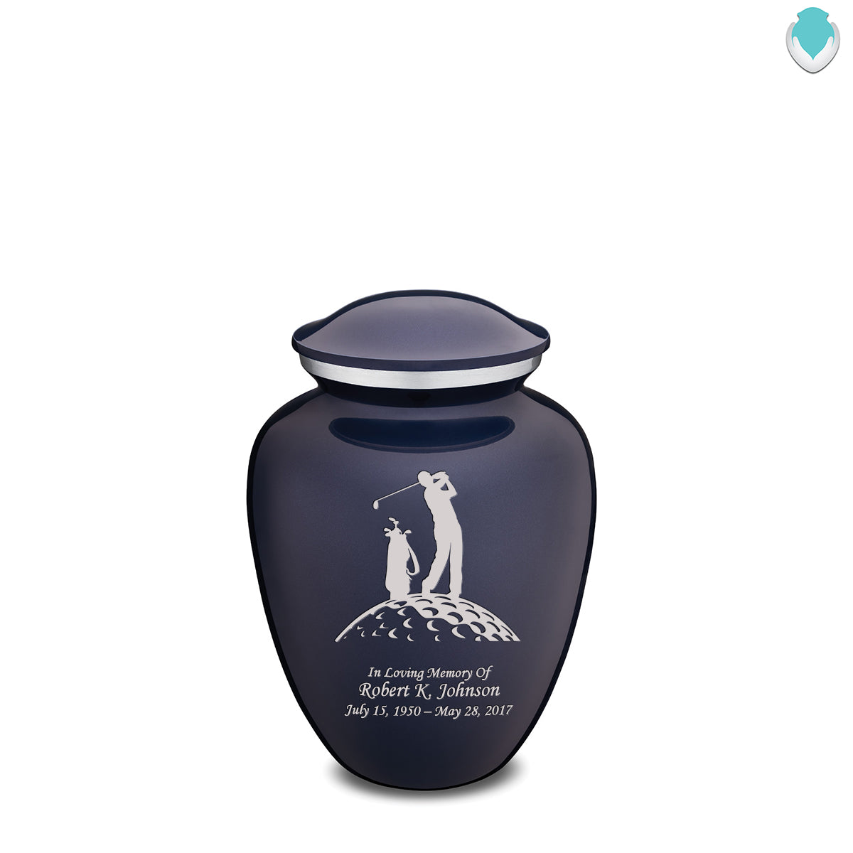 Medium Embrace Cobalt Blue Golfer Cremation Urn