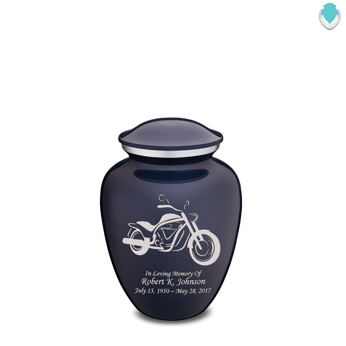 Medium Embrace Cobalt Blue Motorcycle Cremation Urn