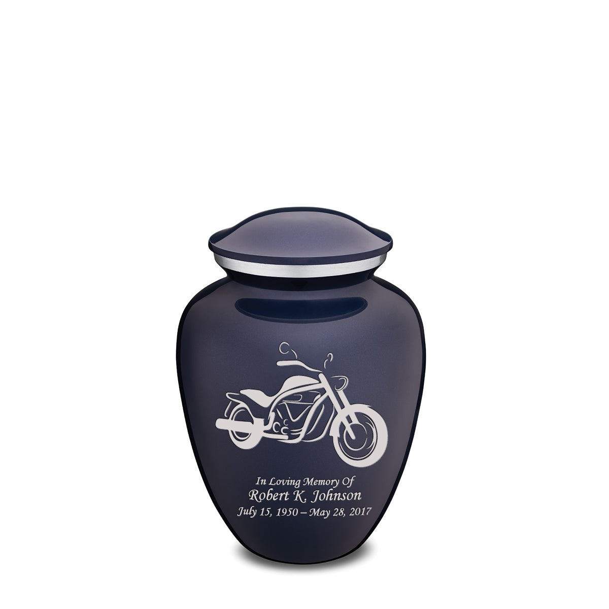 Medium Embrace Cobalt Blue Motorcycle Cremation Urn