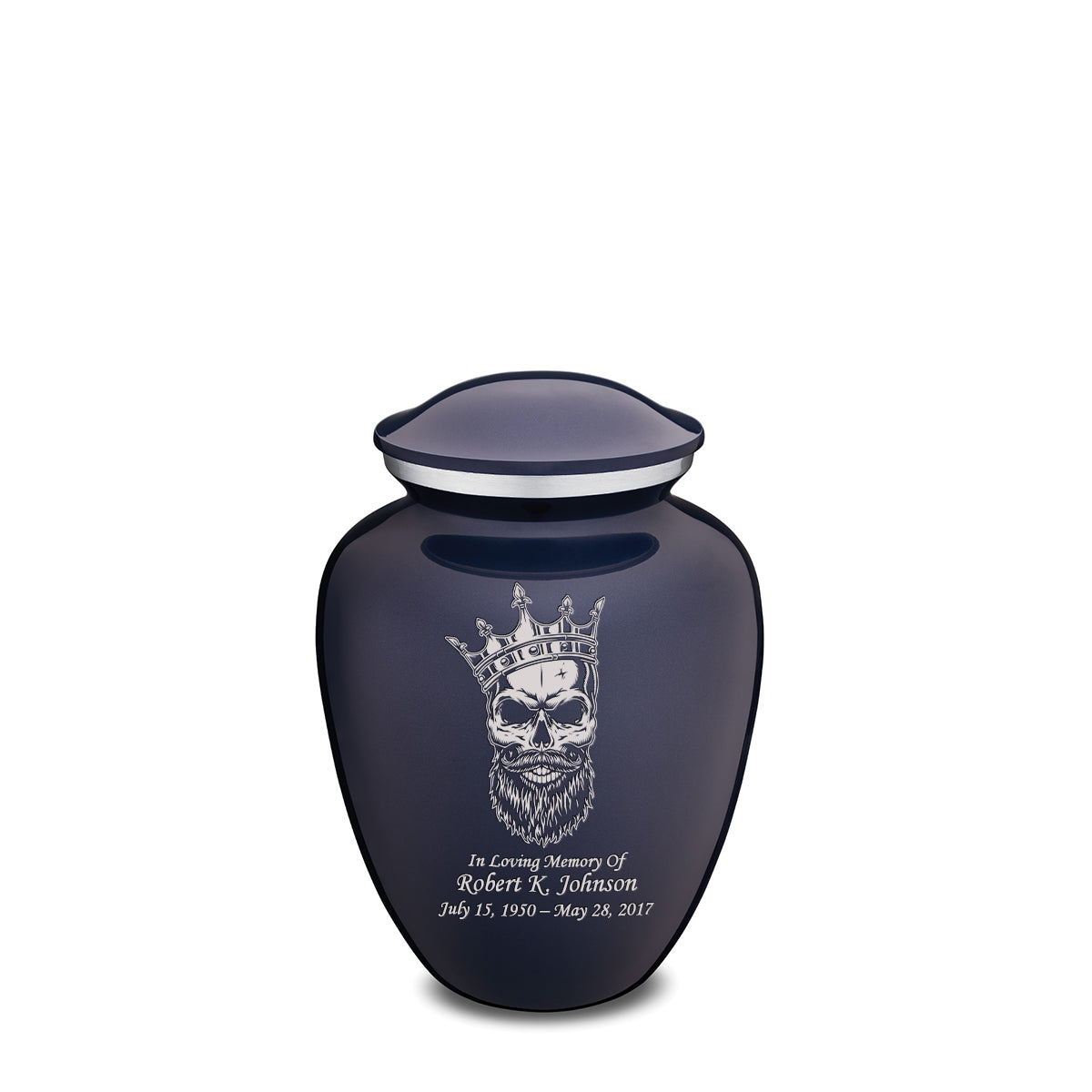 Medium Embrace Cobalt Blue Skull Cremation Urn