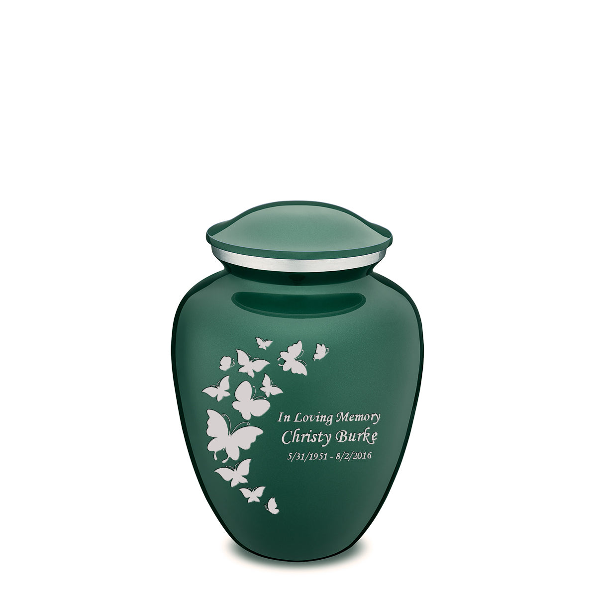 Medium Embrace Green Butterfly Cremation Urn