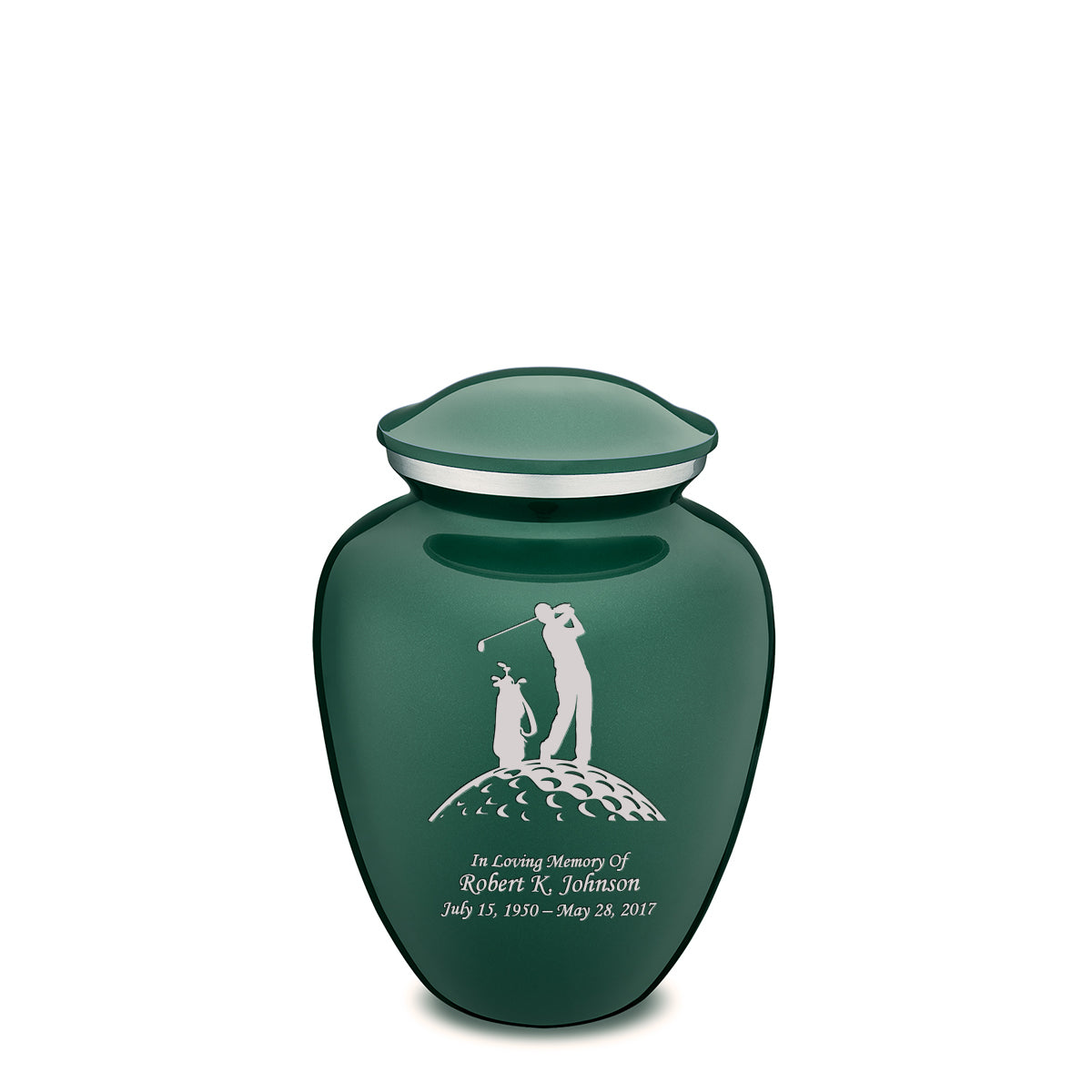 Medium Embrace Green Golfer Cremation Urn