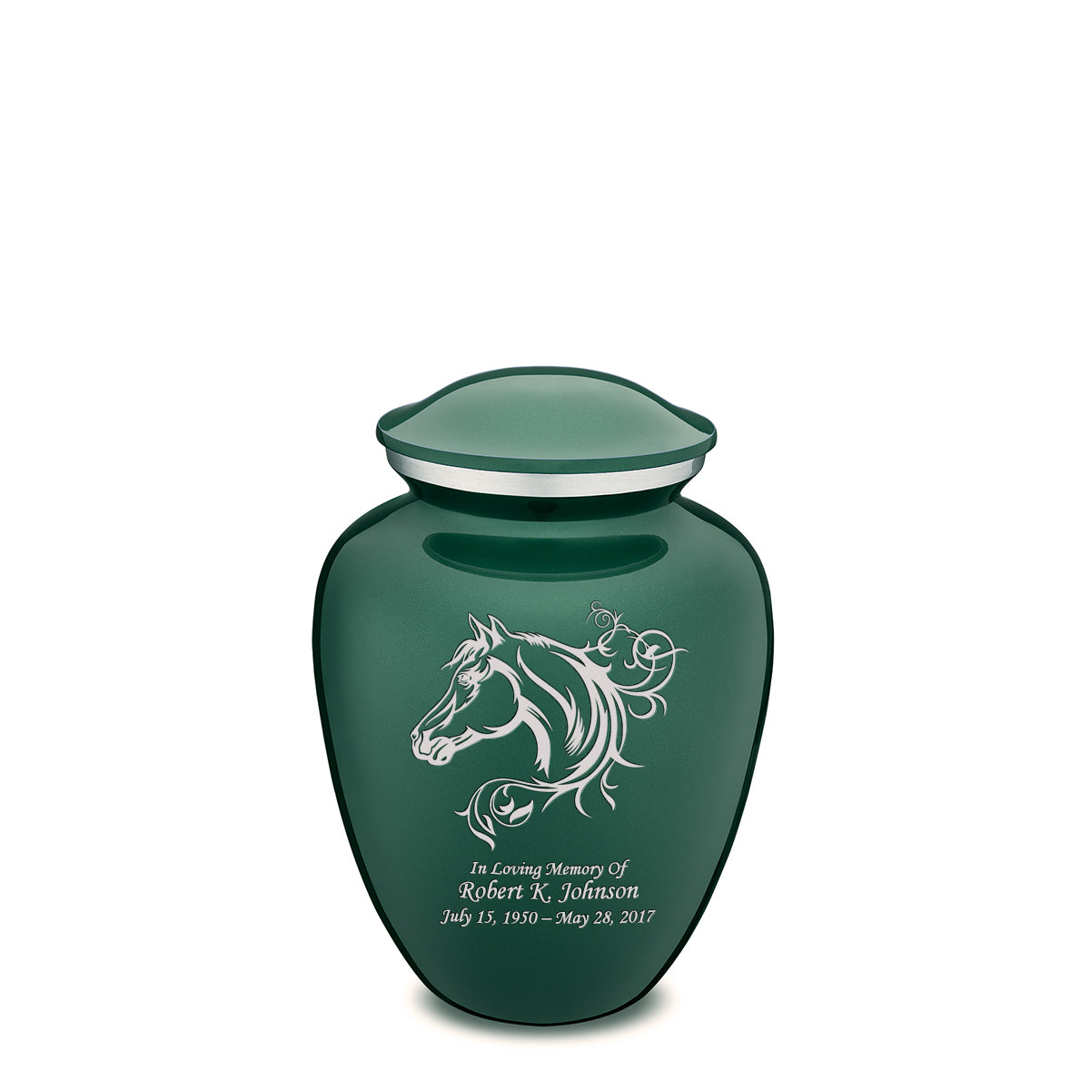 Medium Embrace Green Horse Cremation Urn