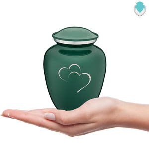 Medium Embrace Green Hearts Cremation Urn