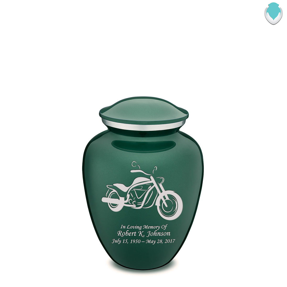 Medium Embrace Green Motorcycle Cremation Urn