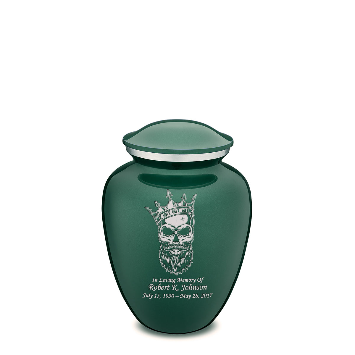 Medium Embrace Green Skull Cremation Urn