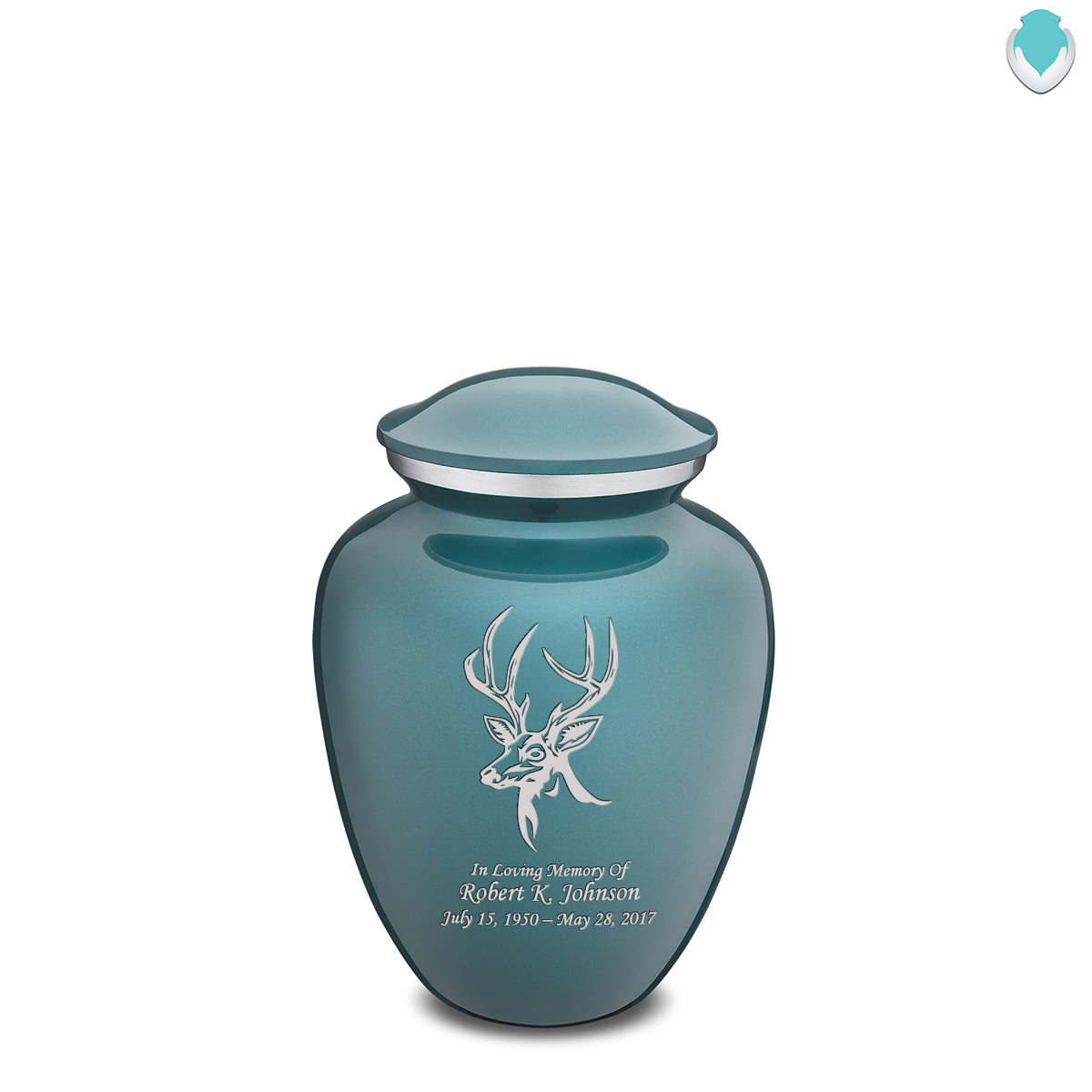 Medium Embrace Teal Deer Cremation Urn