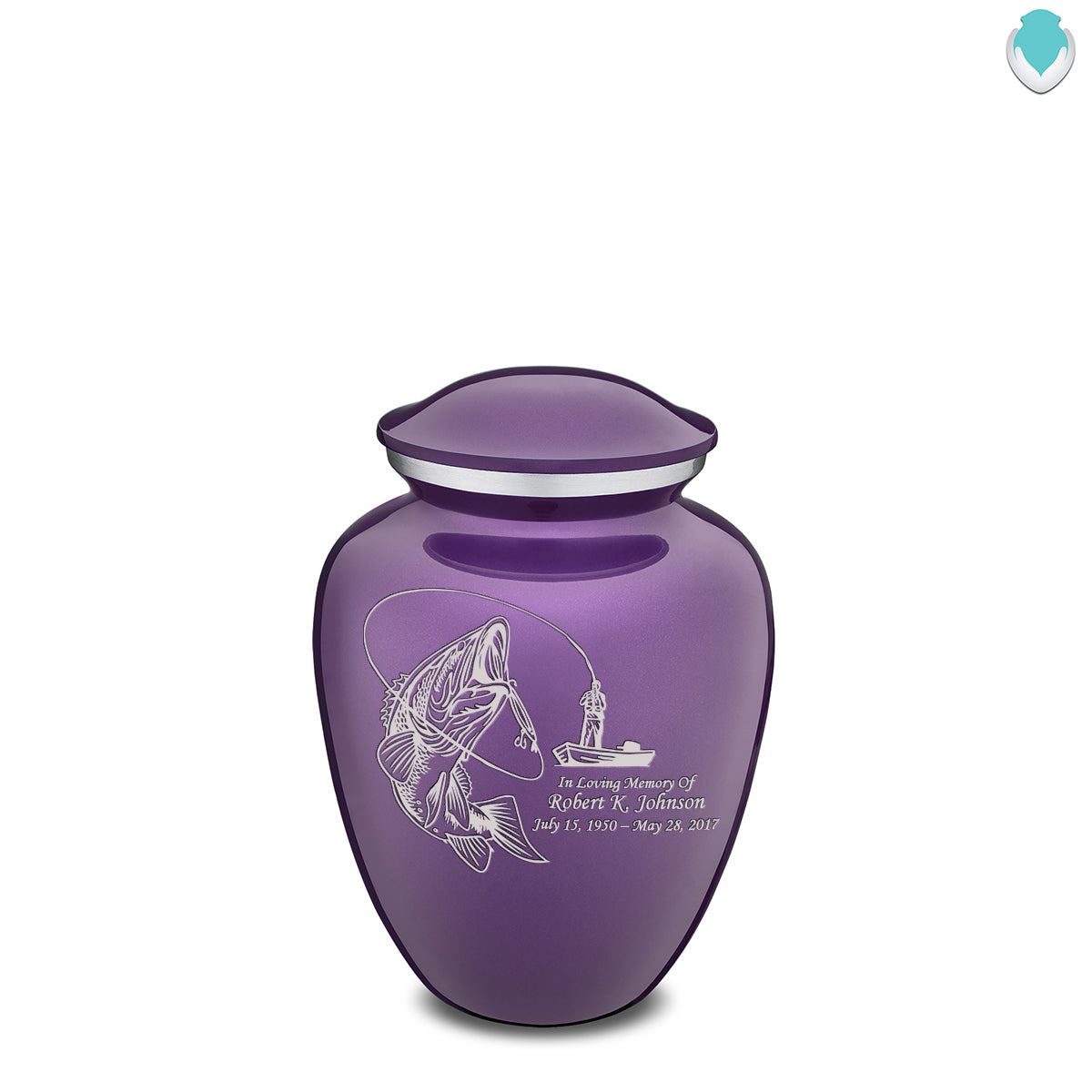 Medium Embrace Purple Fishing Cremation Urn
