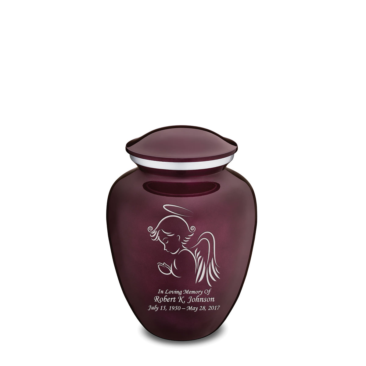 Medium Cherry Purple Embrace Angel Cremation Urn