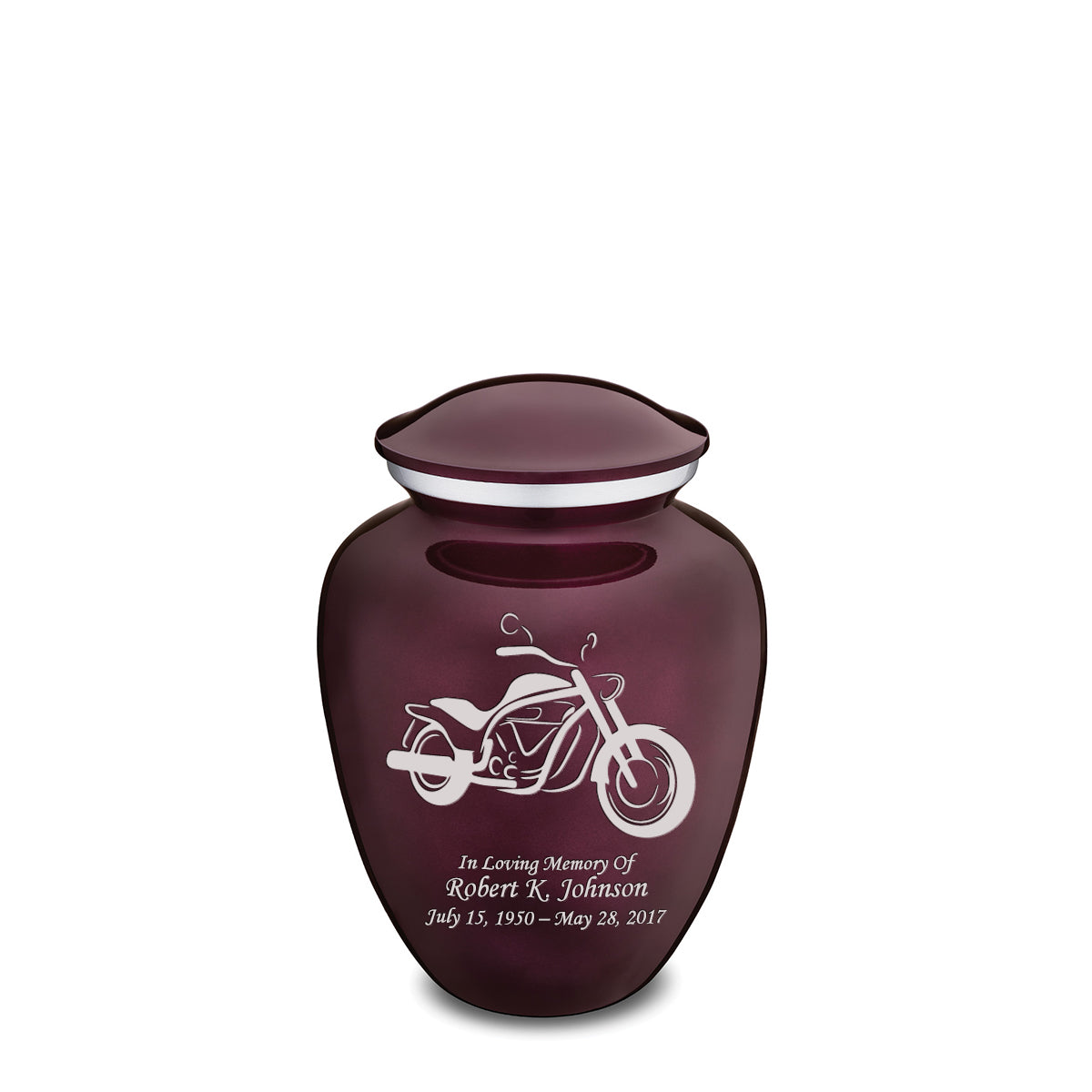 Medium Embrace Cherry Purple Motorcycle Cremation Urn