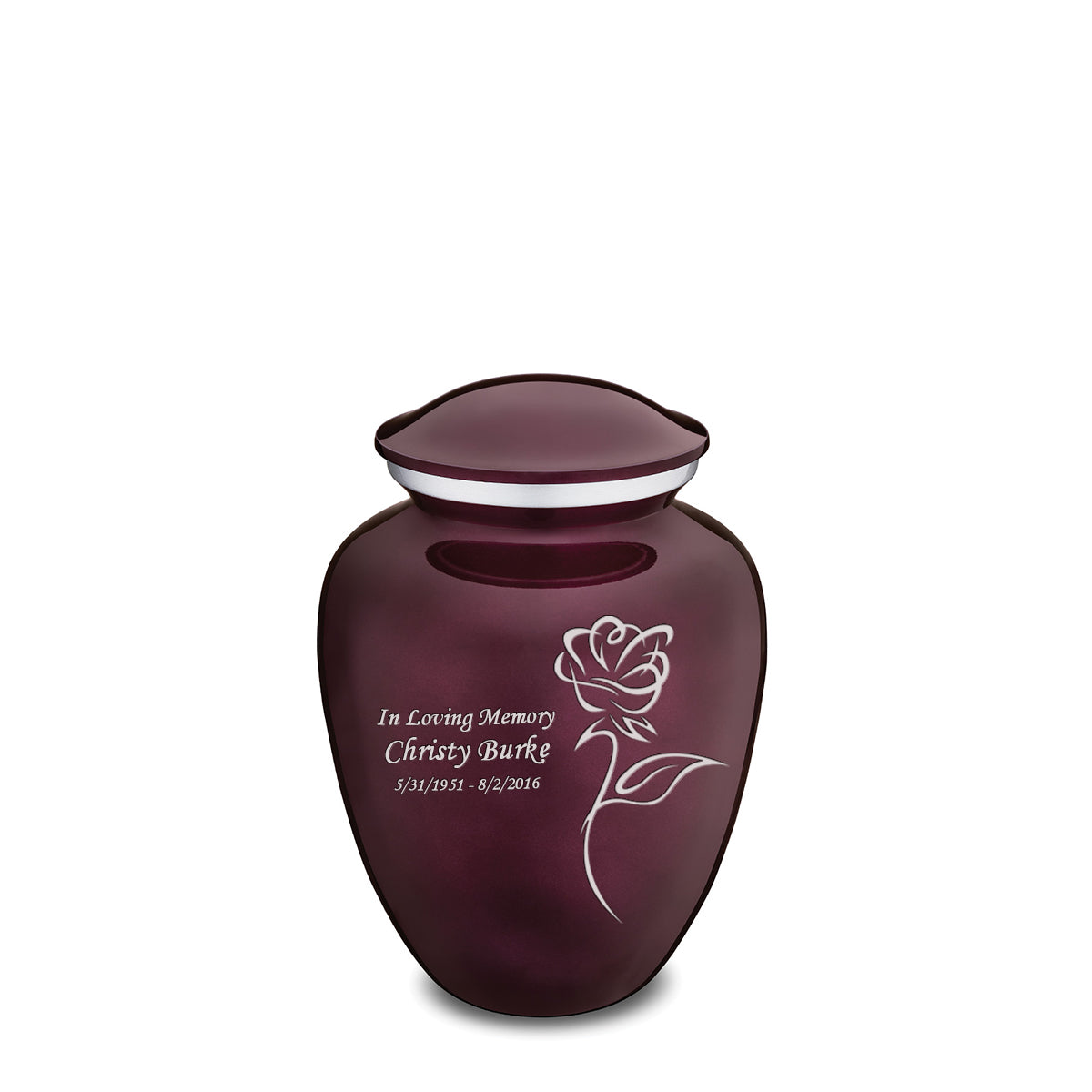 Medium Cherry Purple Embrace Rose Cremation Urn