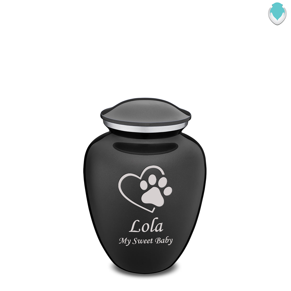 Medium Embrace Charcoal Single Paw Heart Pet Cremation Urn