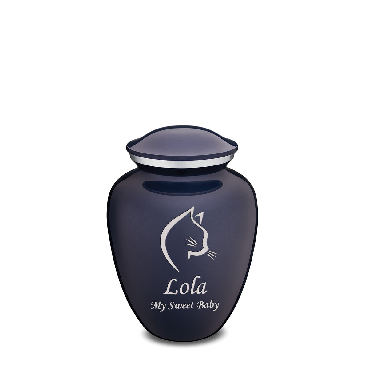 Medium Embrace Cobalt Blue Cat Pet Cremation Urn