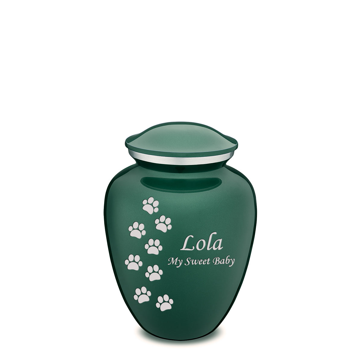 Medium Embrace Green Walking Paws Pet Cremation Urn