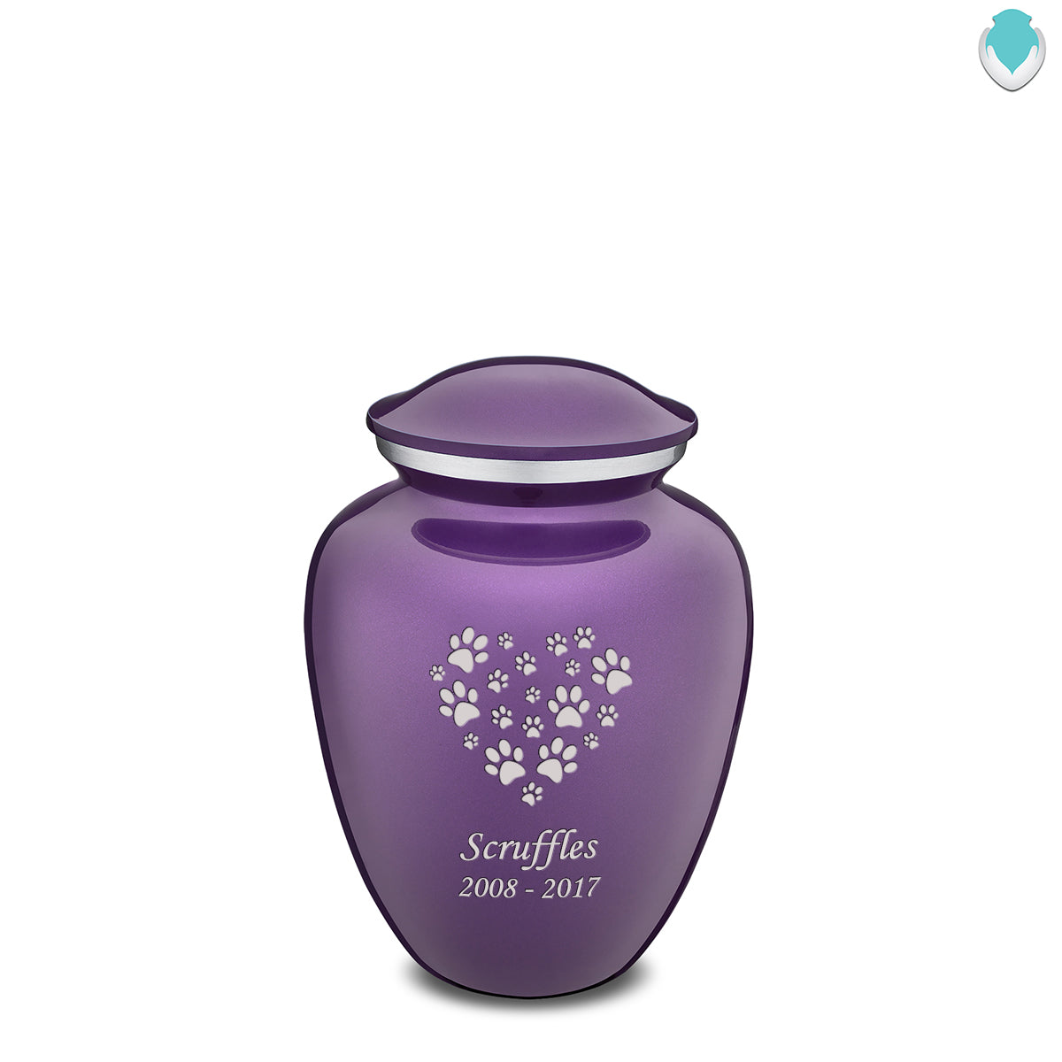 Medium Embrace Purple Heart Paws Pet Cremation Urn