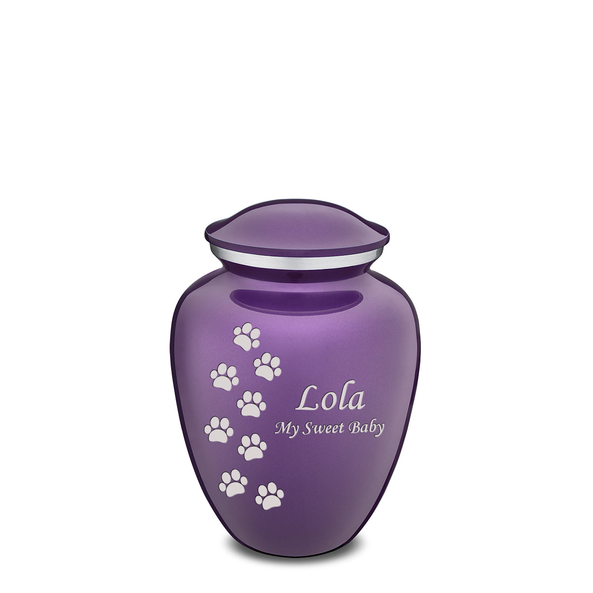 Medium Embrace Purple Walking Paws Pet Cremation Urn
