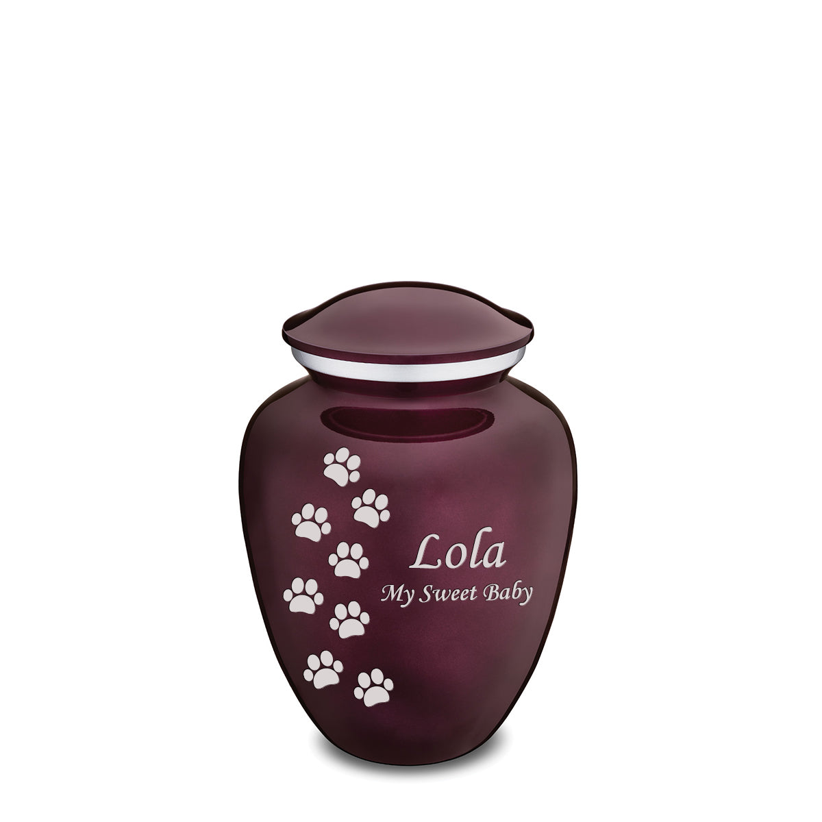 Medium Embrace Cherry Purple Walking Paws Pet Cremation Urn