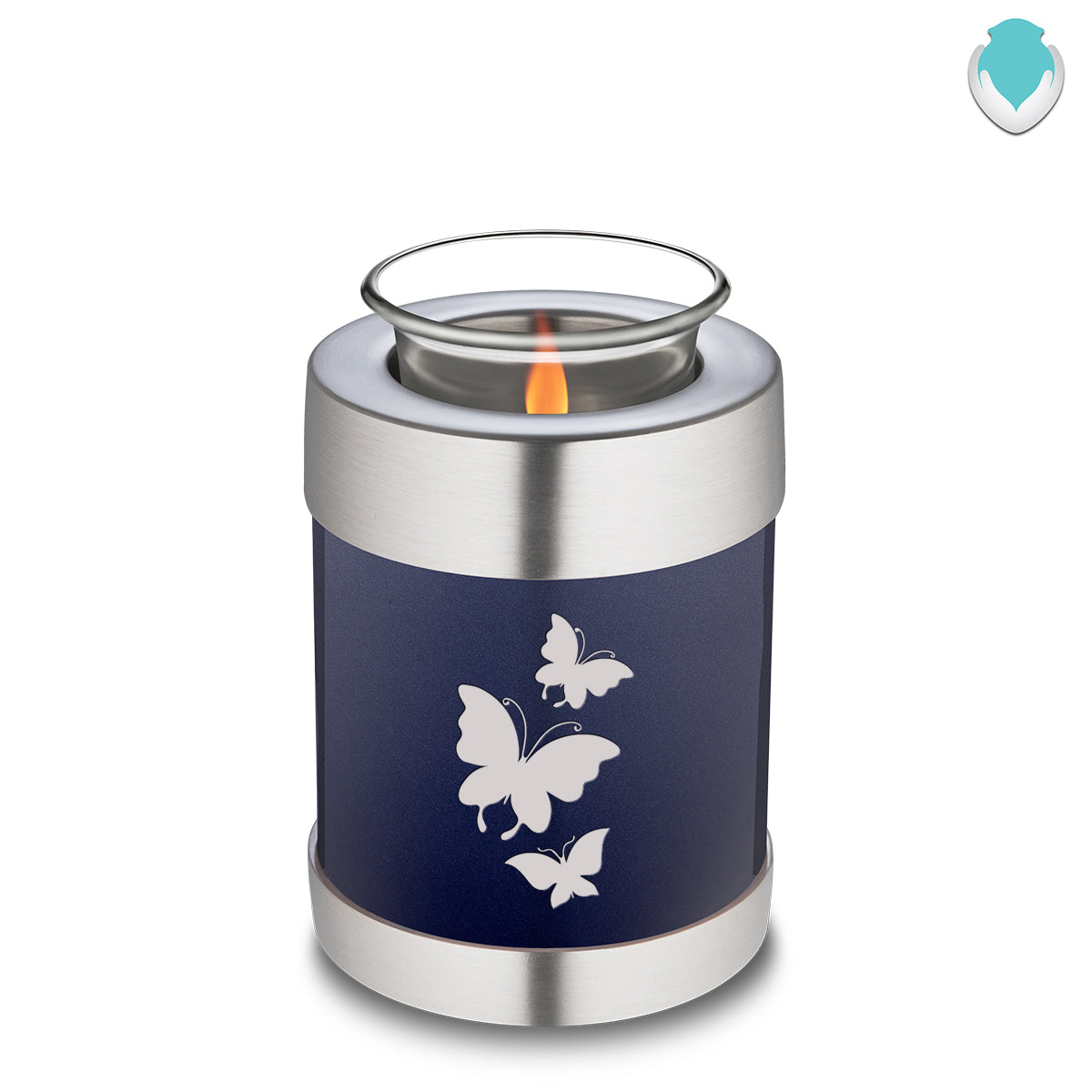 Candle Holder Embrace Cobalt Blue Butterfly Cremation Urn