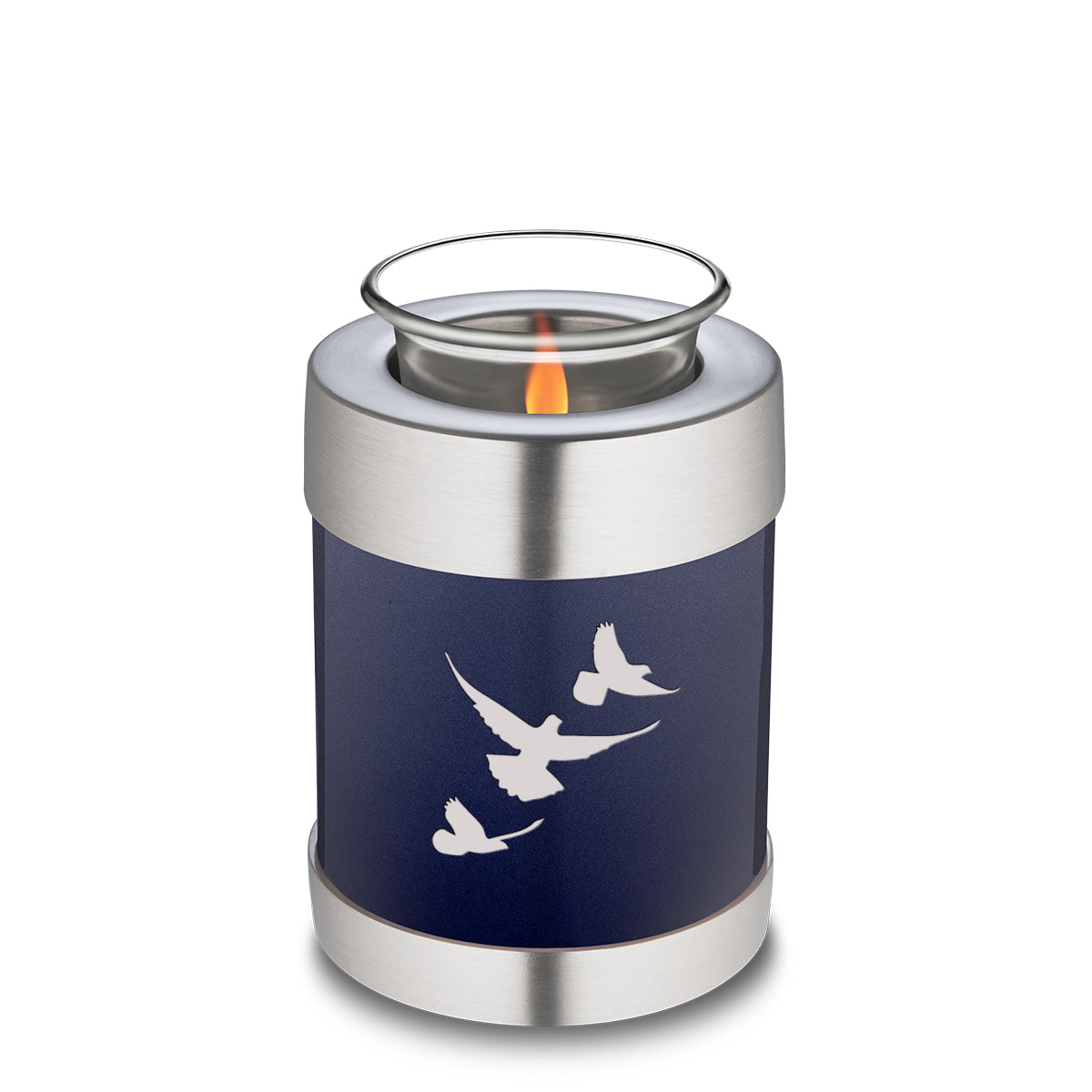 Candle Holder Embrace Cobalt Blue Doves Cremation Urn