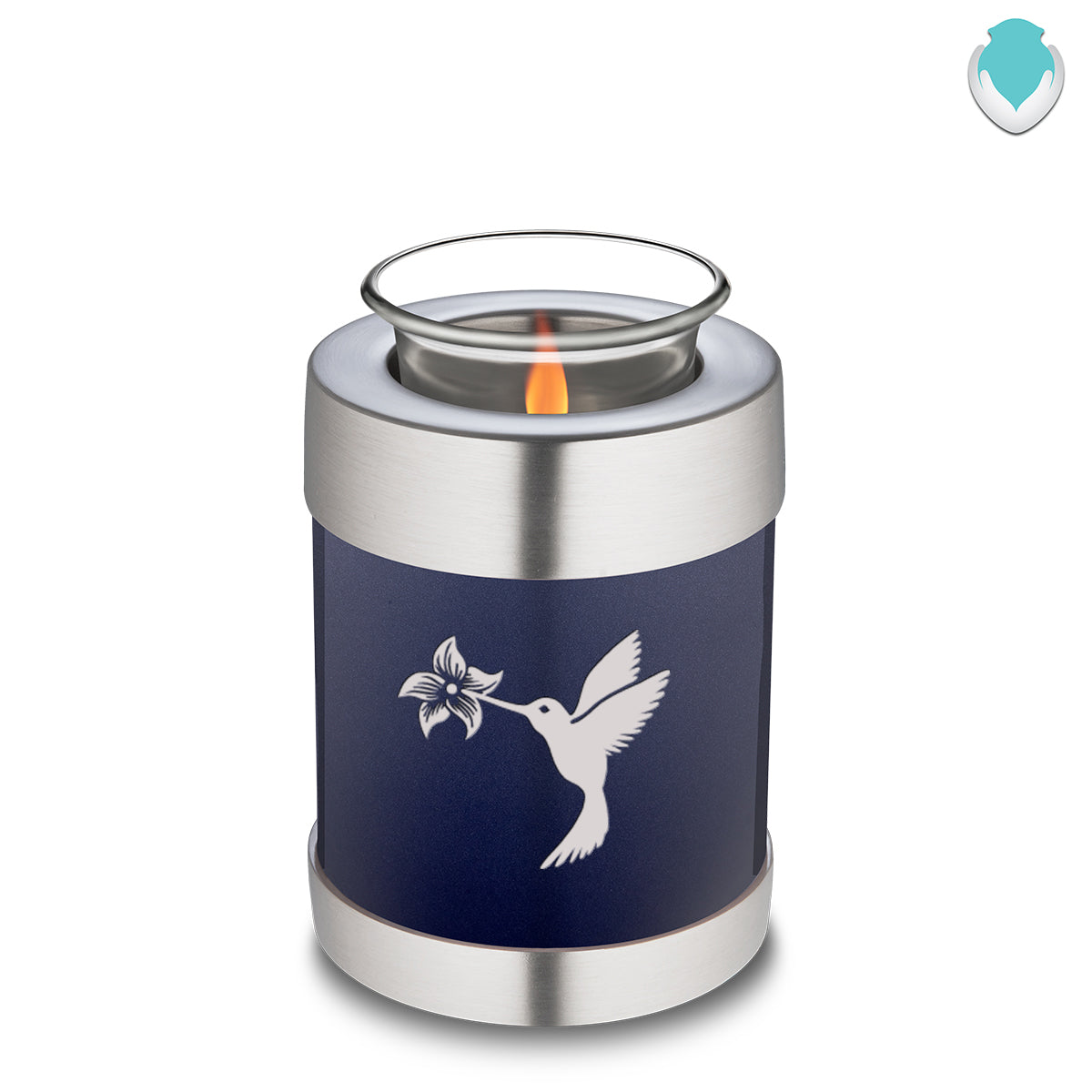 Candle Holder Embrace Cobalt Blue Hummingbird Cremation Urn