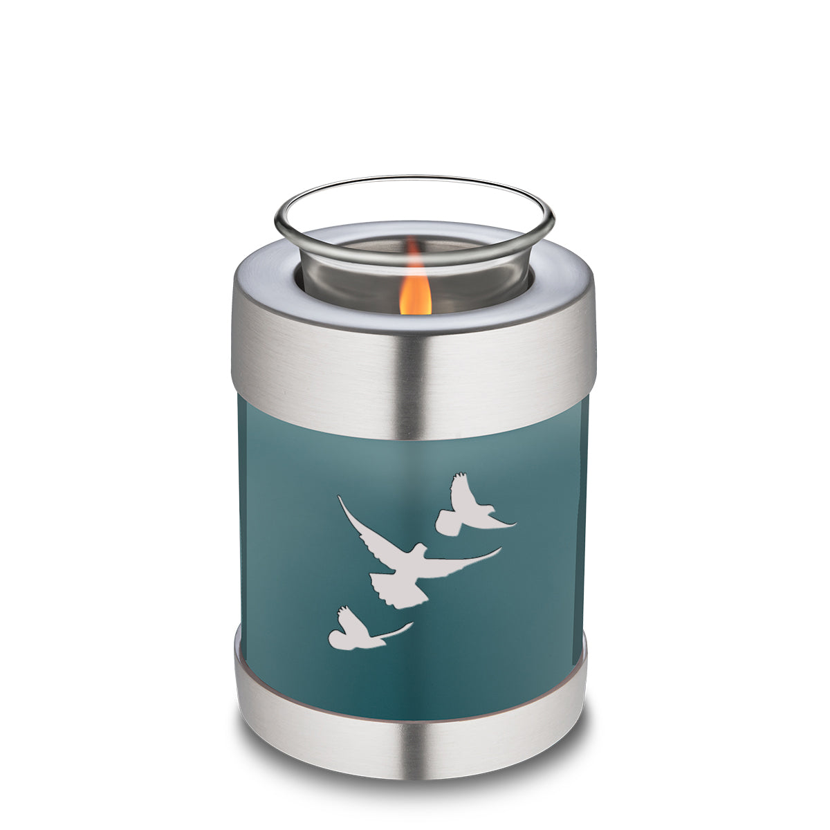 Candle Holder Embrace Teal Doves Cremation Urn