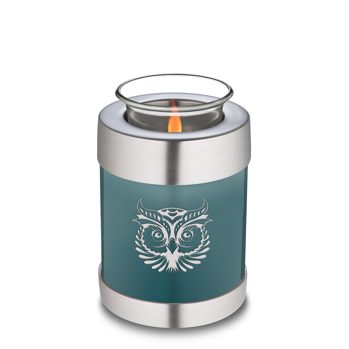 Candle Holder Embrace Teal Owl Cremation Urn