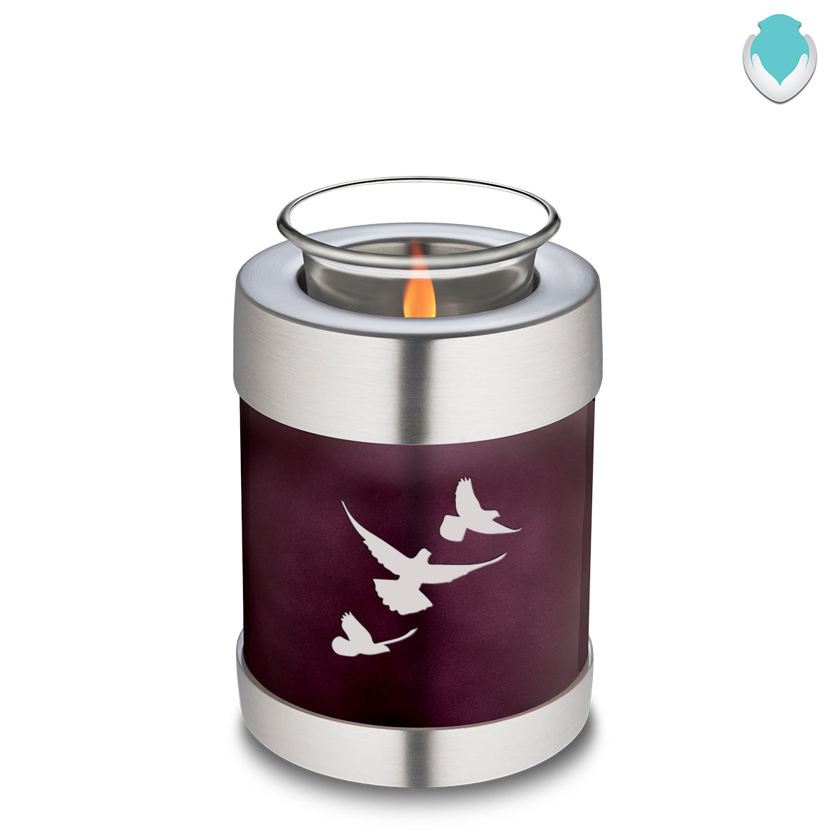 Candle Holder Embrace Doves Cherry Purple Cremation Urn