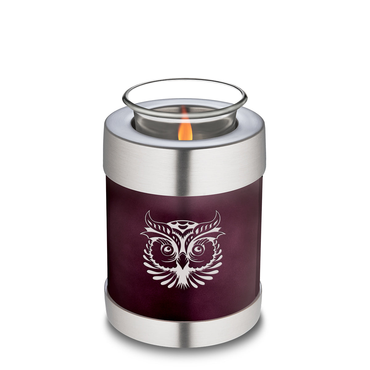 Candle Holder Embrace Owl Cherry Purple Cremation Urn