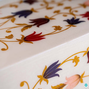 Side snap of Adult Amalfi Fiore Printed Rectangular Cremation Box Urn