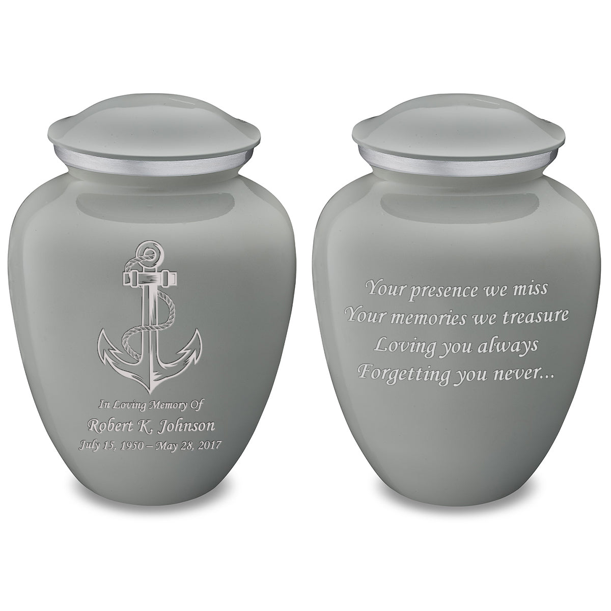 Adult Embrace Slate Grey Anchor Cremation Urn