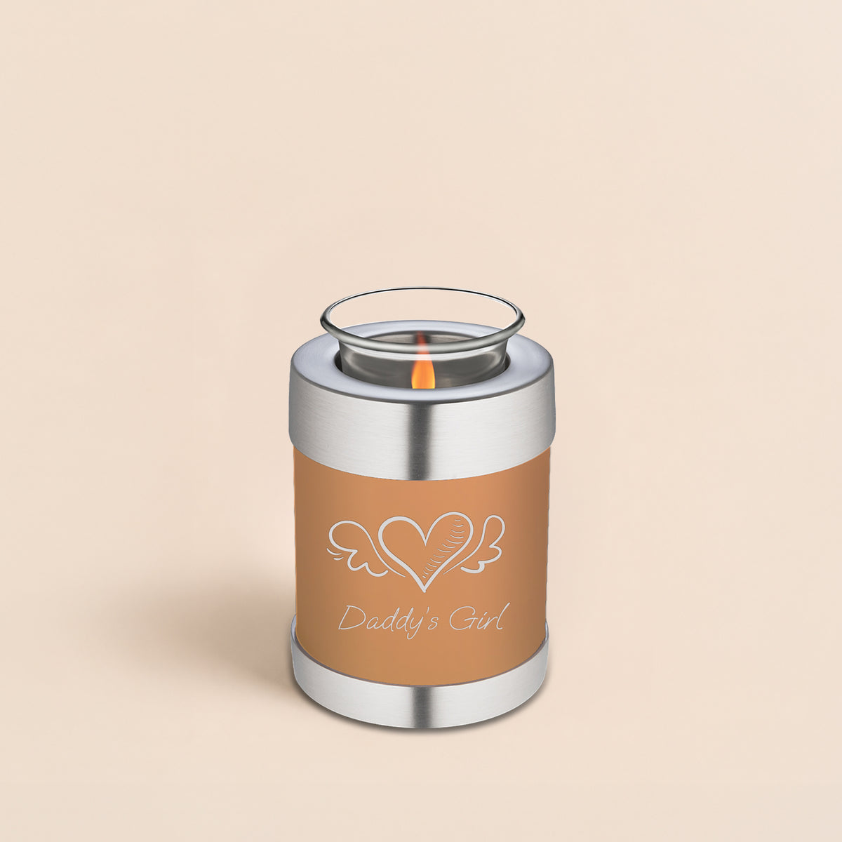 Candle Holder Embrace Beige Handwritten Cremation Urn