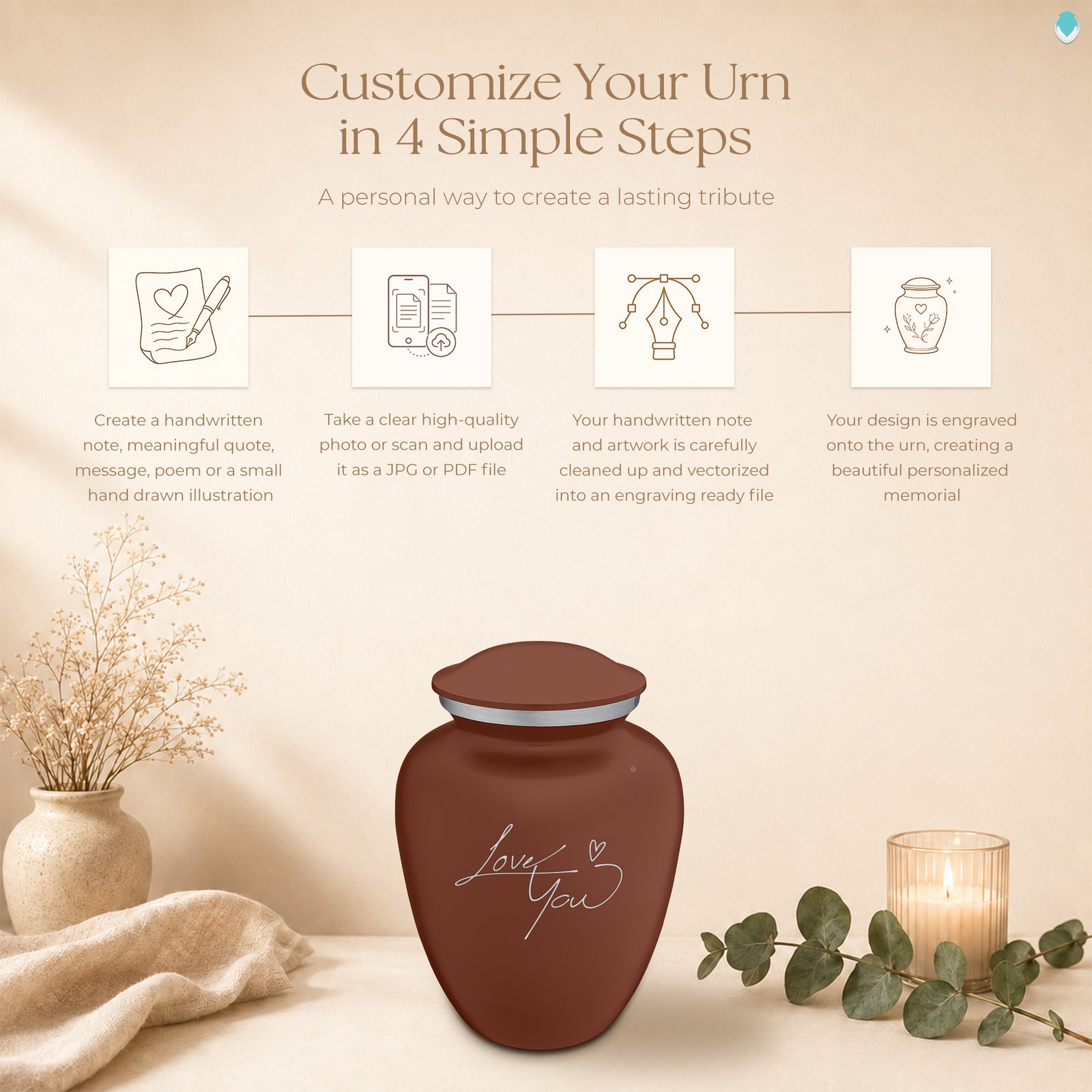 Medium Embrace Earth Handwritten Cremation Urn