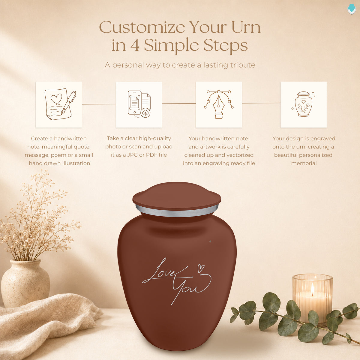 Adult Embrace Earth Handwritten Cremation Urn