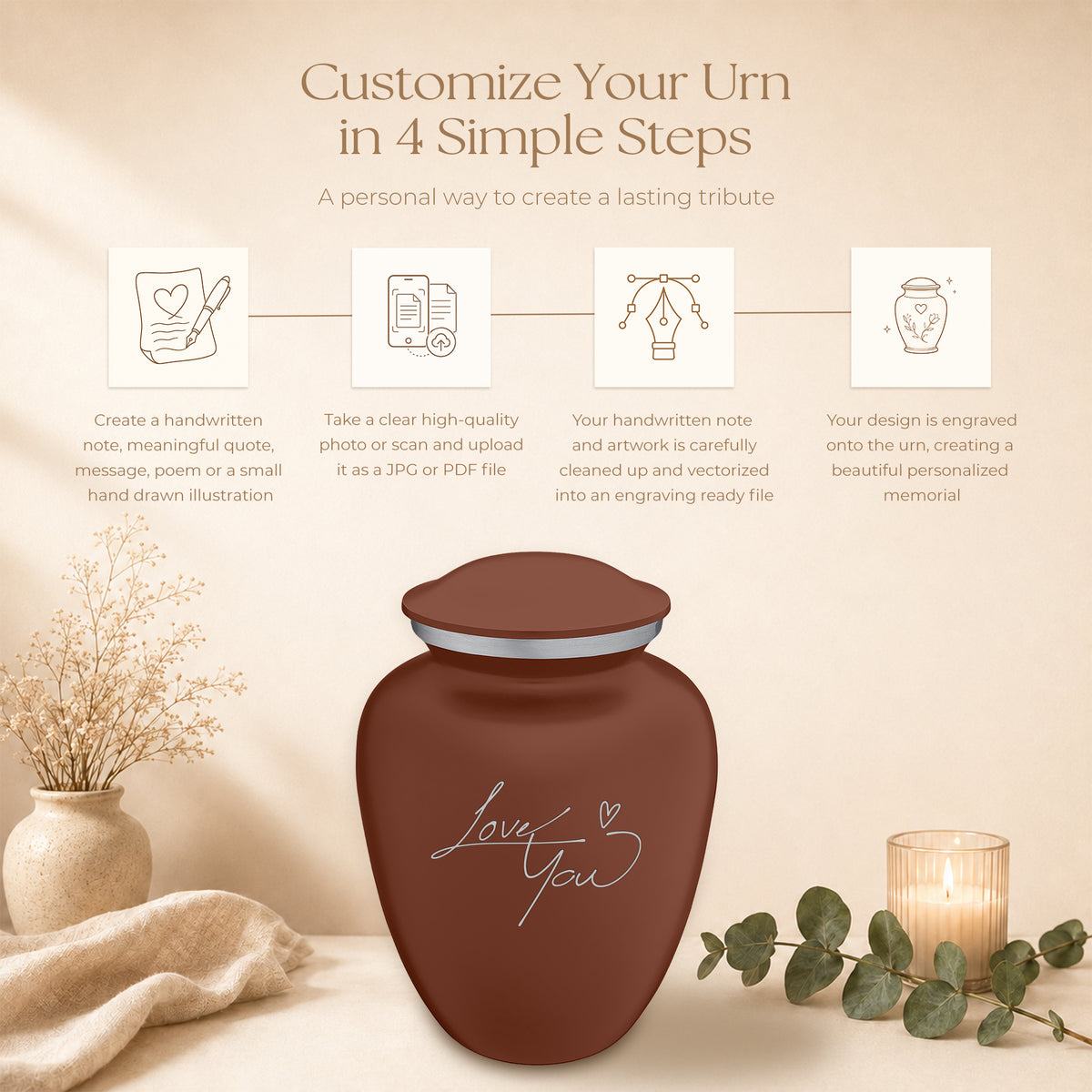 Adult Embrace Handwritten Memorial Cremation Urn