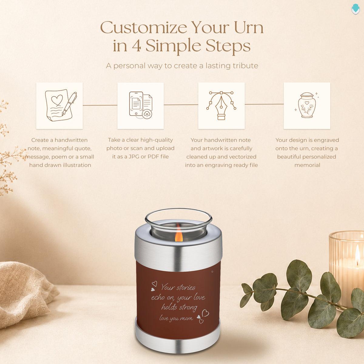 Candle Holder Embrace Earth Handwritten Cremation Urn