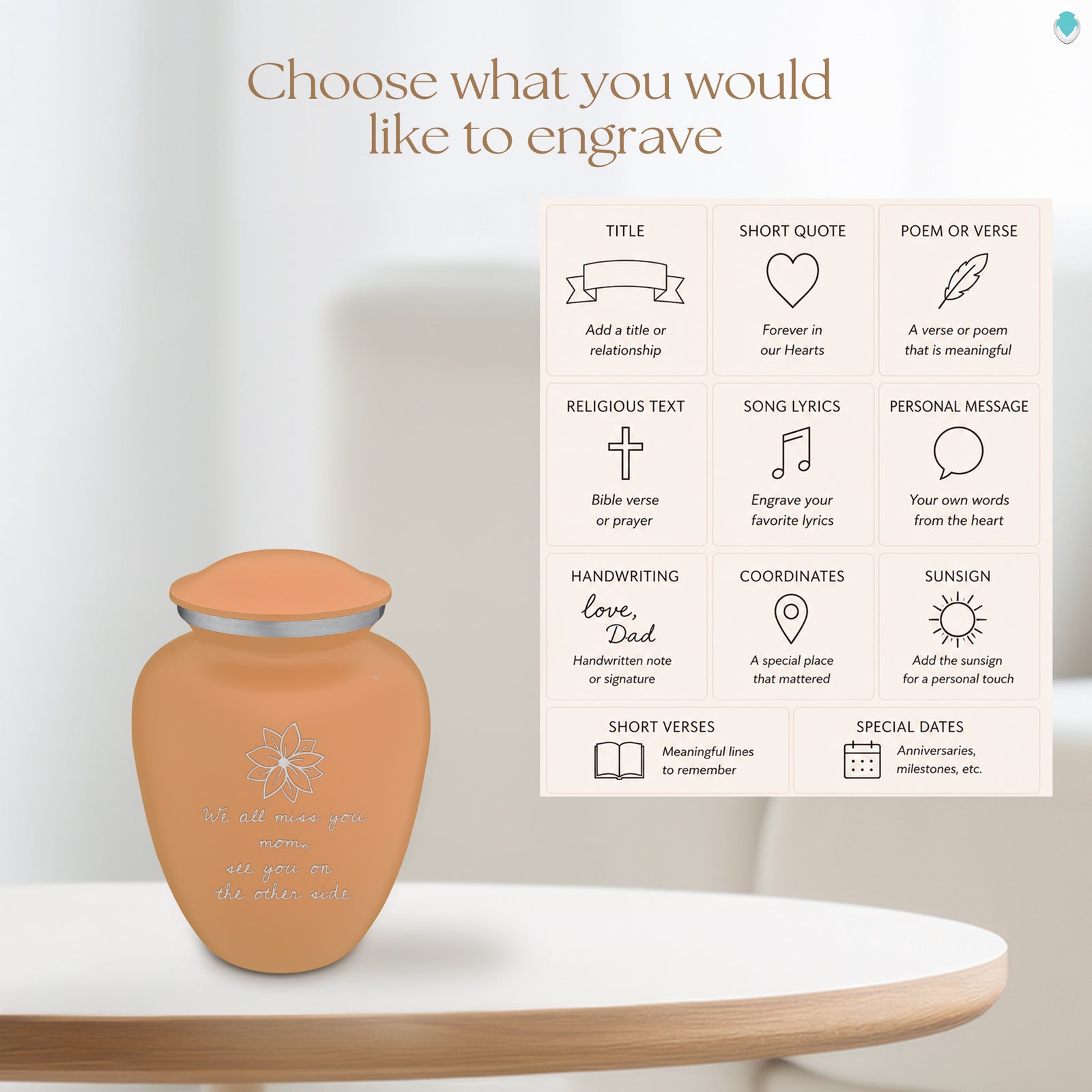 Medium Embrace Beige Handwritten Cremation Urn