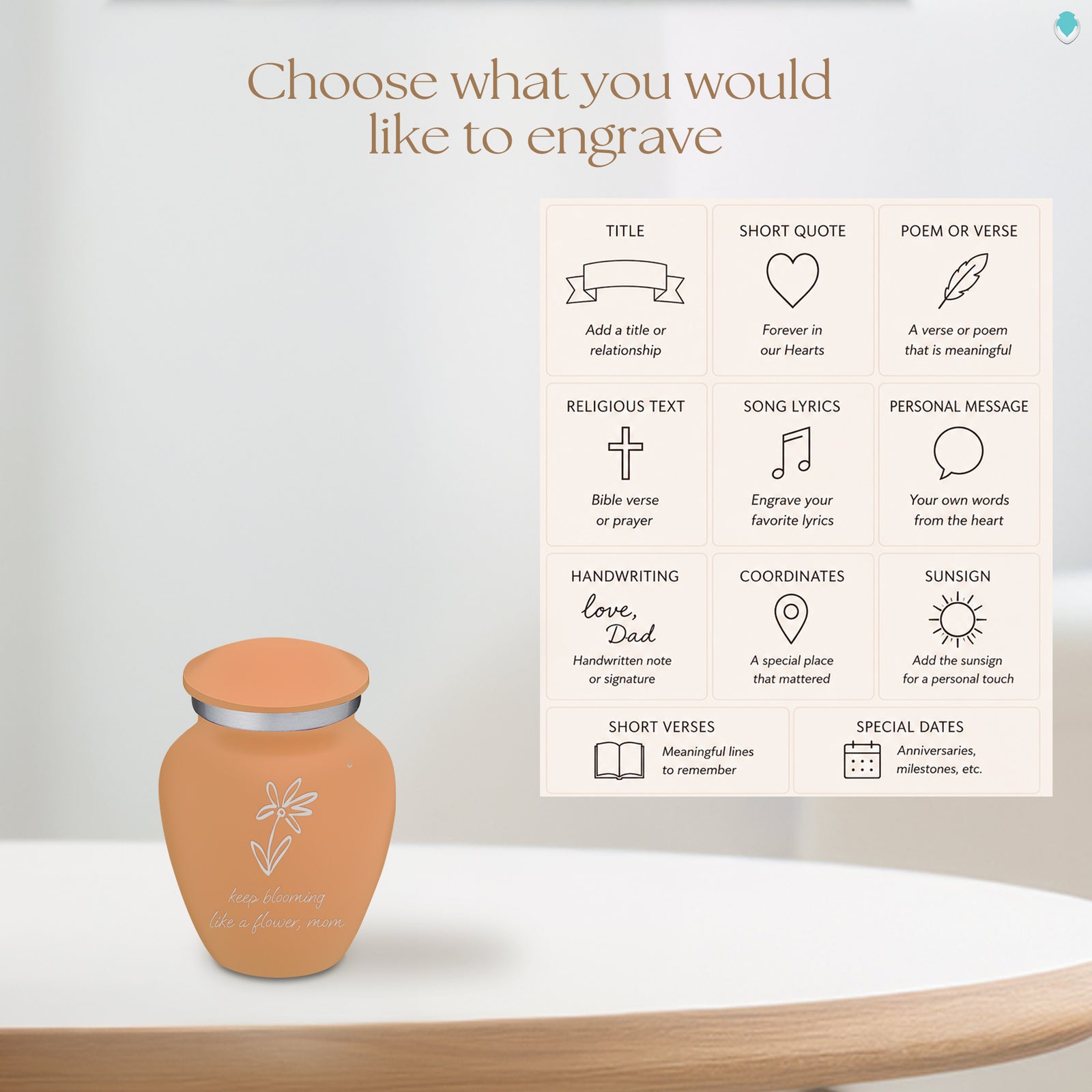 Keepsake Embrace Beige Handwritten Cremation Urn