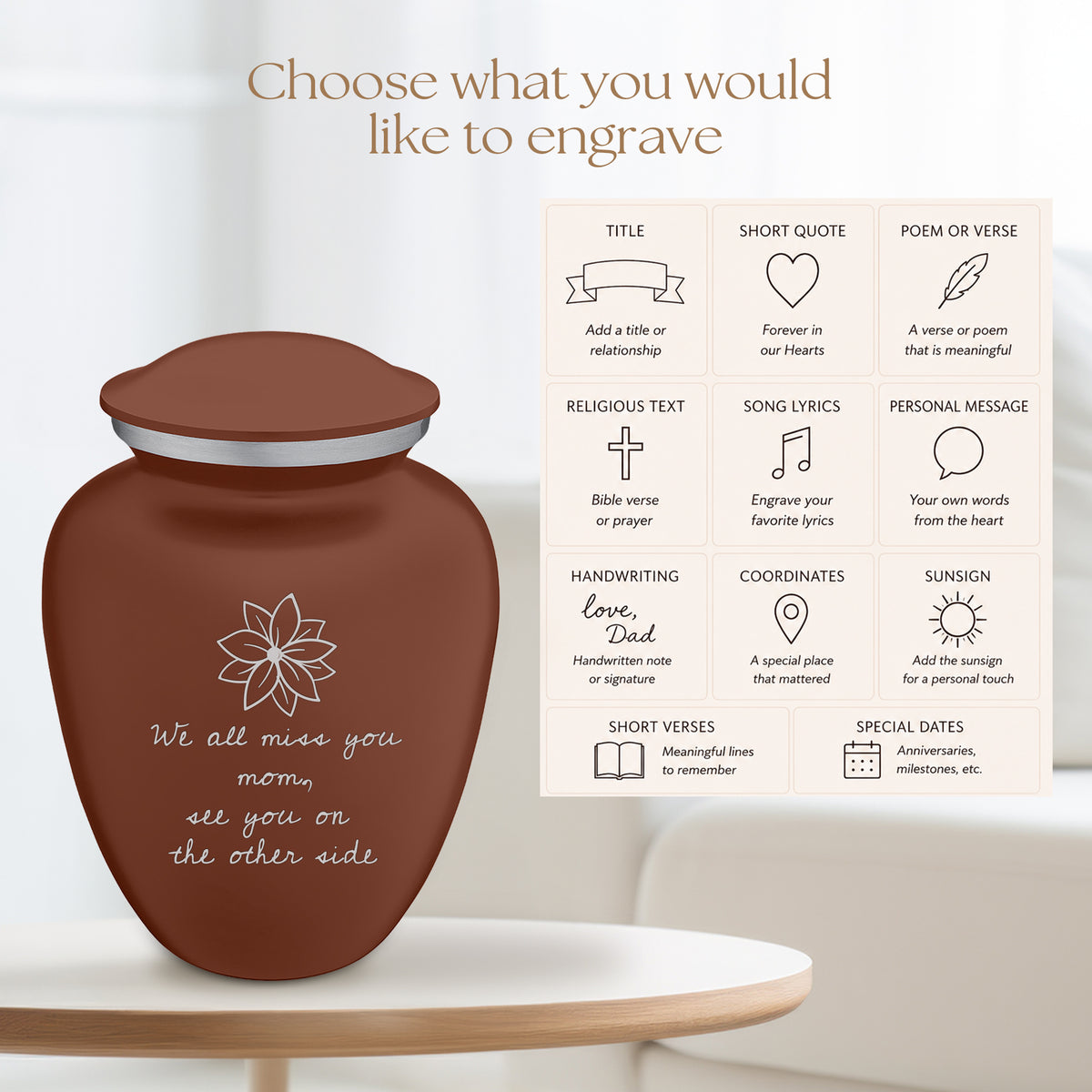 Adult Embrace Handwritten Memorial Cremation Urn