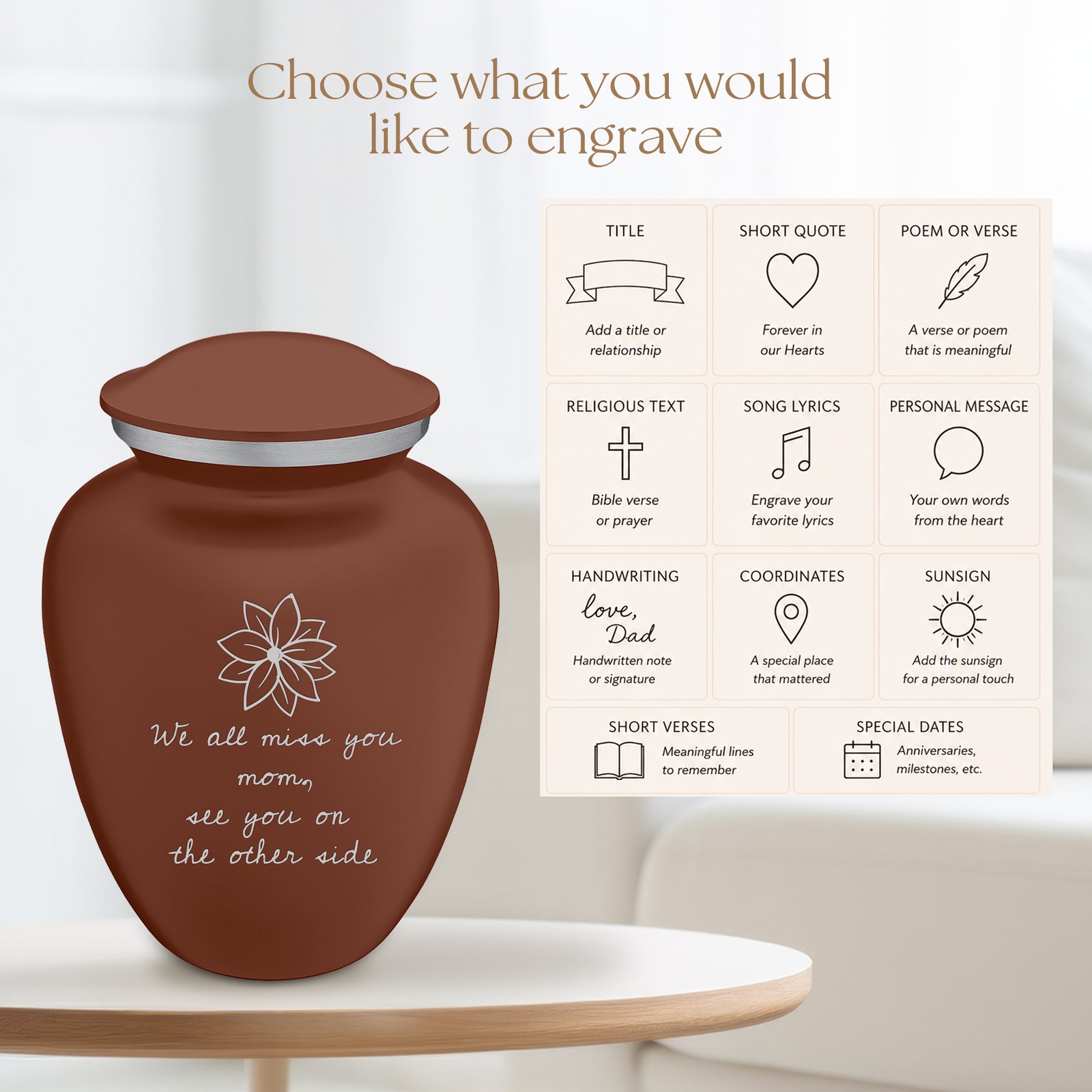 Adult Embrace Handwritten Memorial Cremation Urn