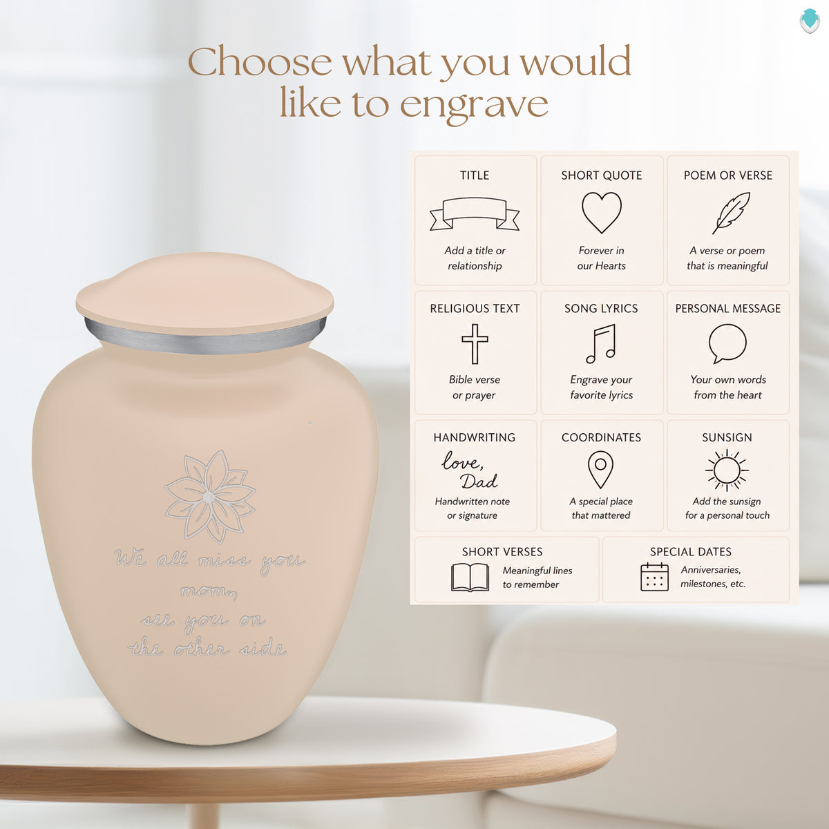 Adult Embrace Cream Handwritten Cremation Urn
