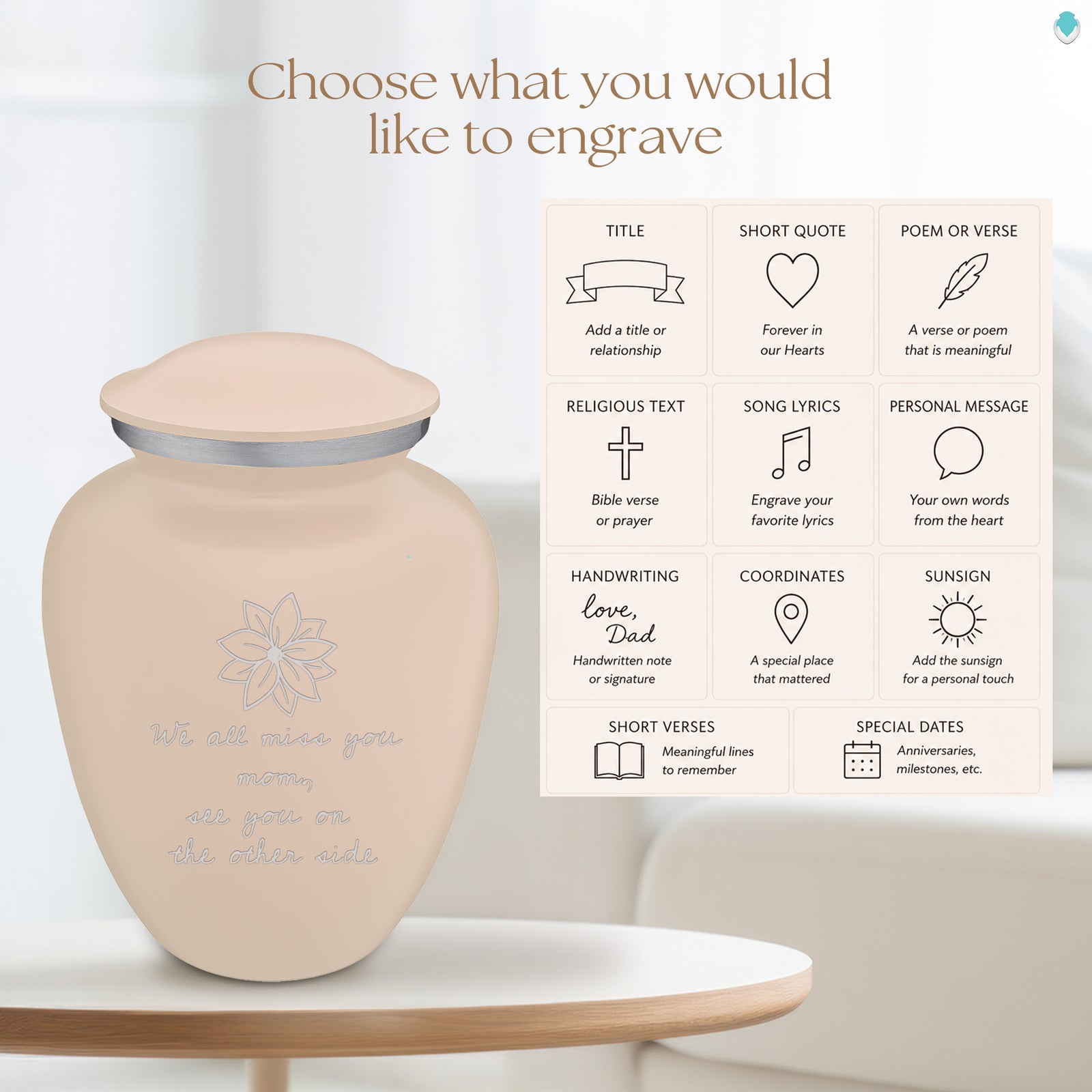 Adult Embrace Cream Handwritten Cremation Urn