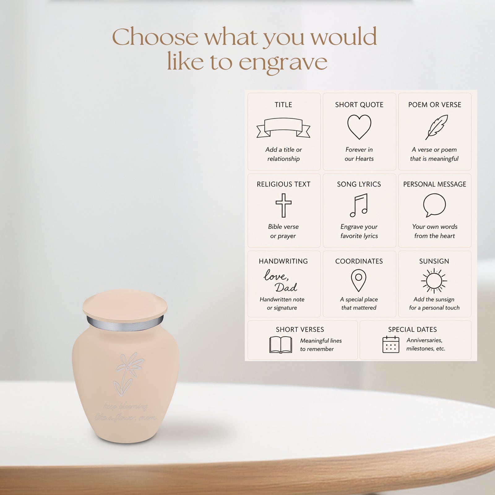 Keepsake Embrace Handwritten Memorial Cremation Urn